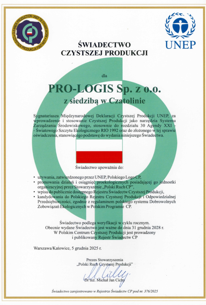 Certyfikat czystszej produkcji